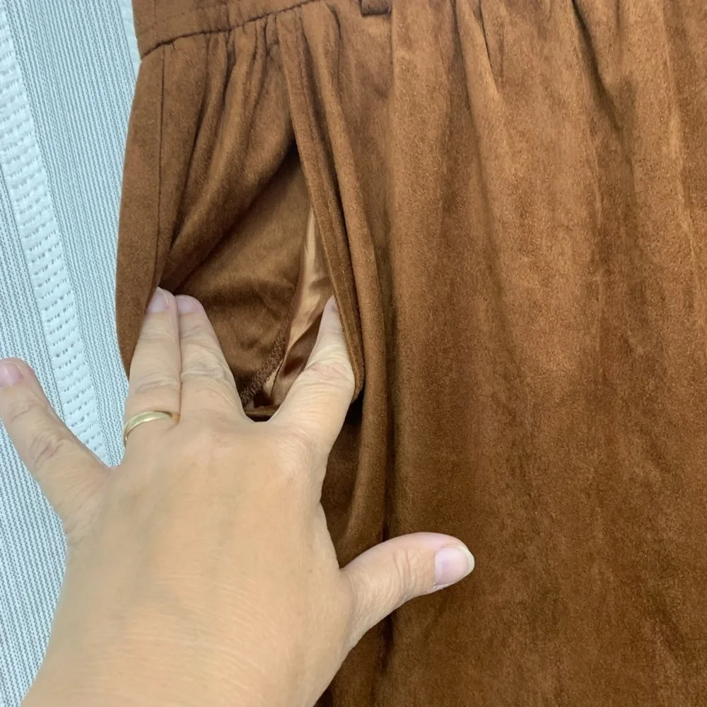 Forever 21 Midi Skirt Brown Tan With Pockets Size M‎ - Picture 2 of 9
